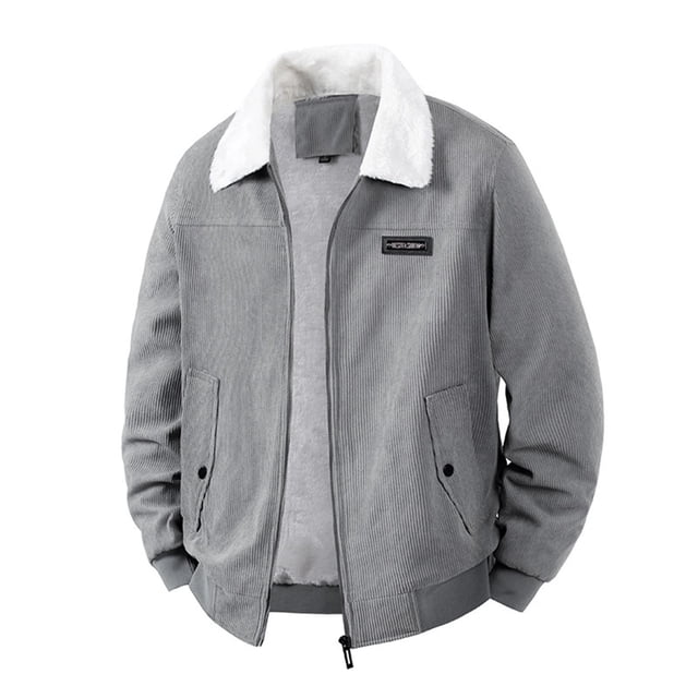 Ceisia Men's Corduroy Thickened Jacket Stand Up Collar Zip Gift Up Pockets Long Sleeve Casual Outerwear