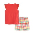 thumbnail image 4 of HILEELANG Toddler Girl Easter Summer Short Outfits Cotton CrewNeck Red Sun Short Sleeve Playwear 2PC Sets 4T, 4 of 5