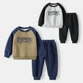 thumbnail image 7 of GYRATEDREAM Toddler Baby Boy Fall Winter Clothes Color Block Long Sleeve Sweatshirt Pullover Tops + Joggers Pants Outfit Set for 4-5Y Black, 7 of 7