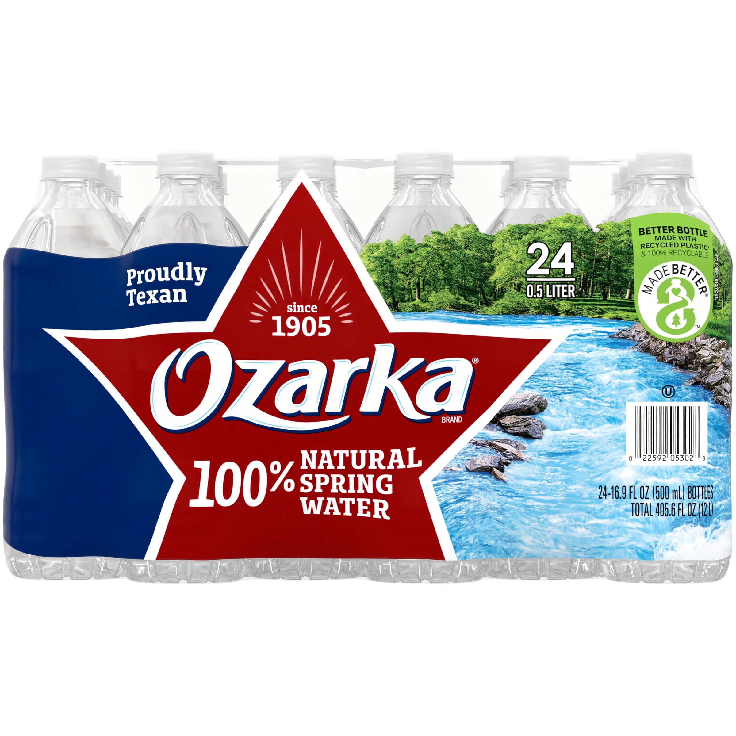 OZARKA Brand 100 Natural Spring Water, 16.9ounce plastic bottles
