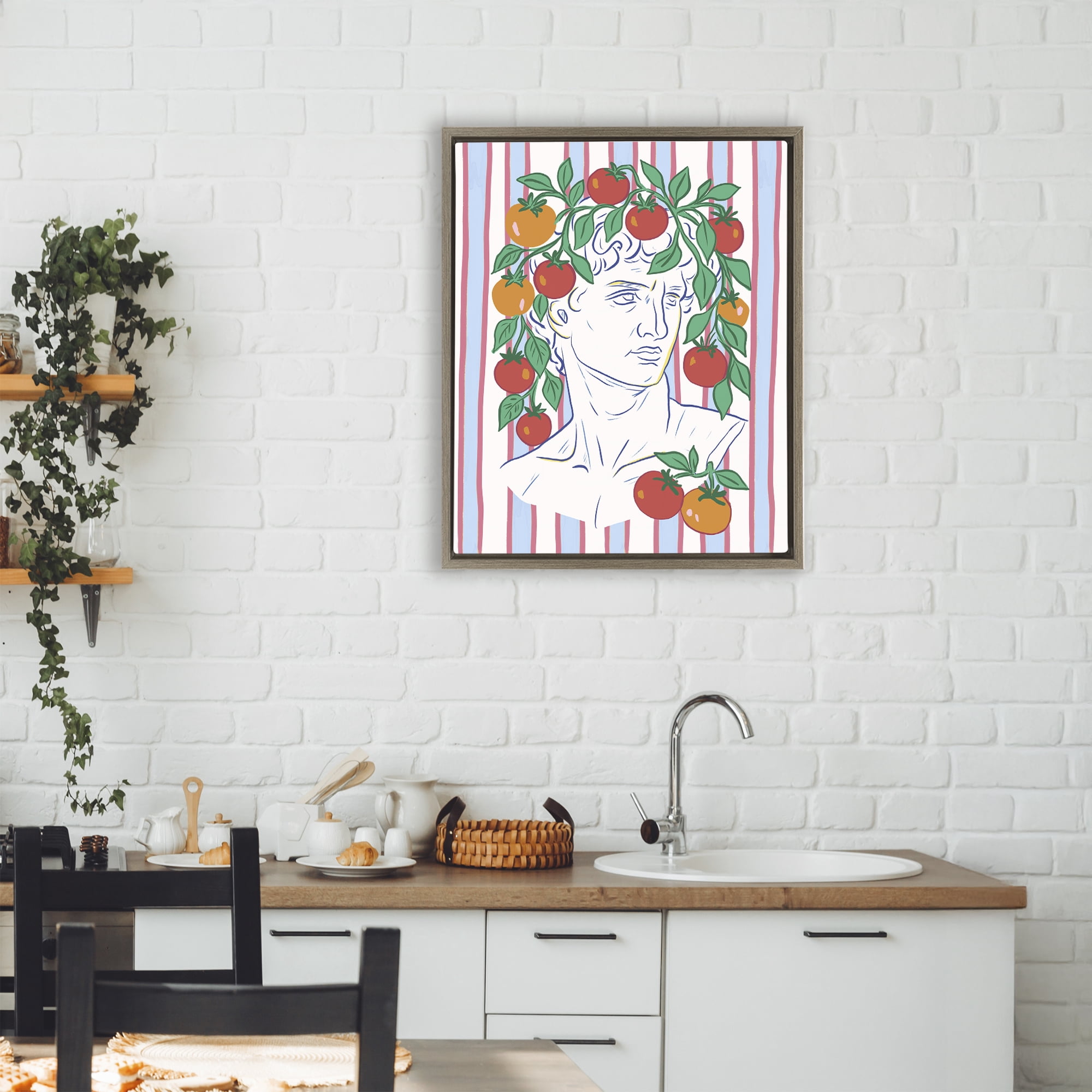 Stupell Industries La Rossa Sculpture Face Brown Framed Floater Canvas Wall Art, design by Radhika Modi