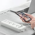 thumbnail image 1 of Smart Socket, Fast Charging Power Strip with 3 Outlets 3 USB Ports, 2 Meter Extension Cord White PC Flame Retardant Safe Overload Protection, 1 of 7
