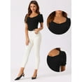 thumbnail image 2 of DARING DIVA Top Short Sleeve Sweetheart Neck Bodysuit XS Black, 2 of 5