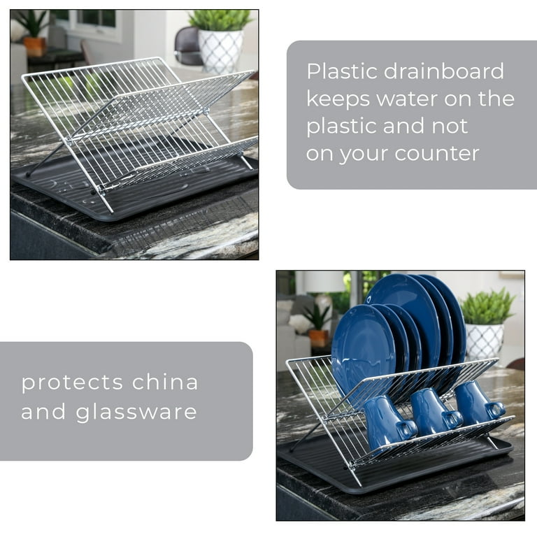 Smart Design Dish Drainer Rack with Sink or Counter Drying Board