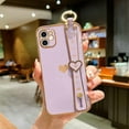 thumbnail image 3 of iPhone 11 Cute Love-Heart Case with Wristband, Bling Silicone Bumper, Camera Lens Protection - Purple (6.1"), 3 of 13