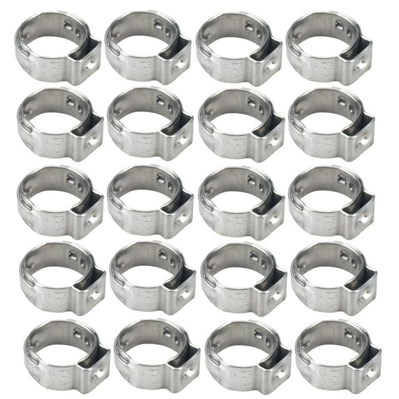 20pcs 3/8 Inch Water Gas Pipe Worm Drive Hose Clip Single Ear Hose Clamps Stainless Steel Hose Clamp Pipe Clips (Silver)