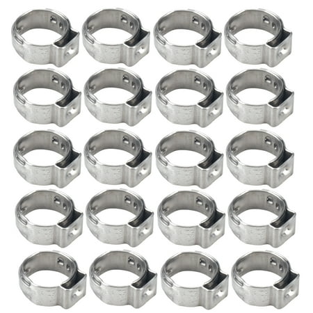 

20pcs 3/8 Inch Water Gas Pipe Worm Drive Hose Clip Single Ear Hose Clamps Stainless Steel Hose Clamp Pipe Clips (Silver)