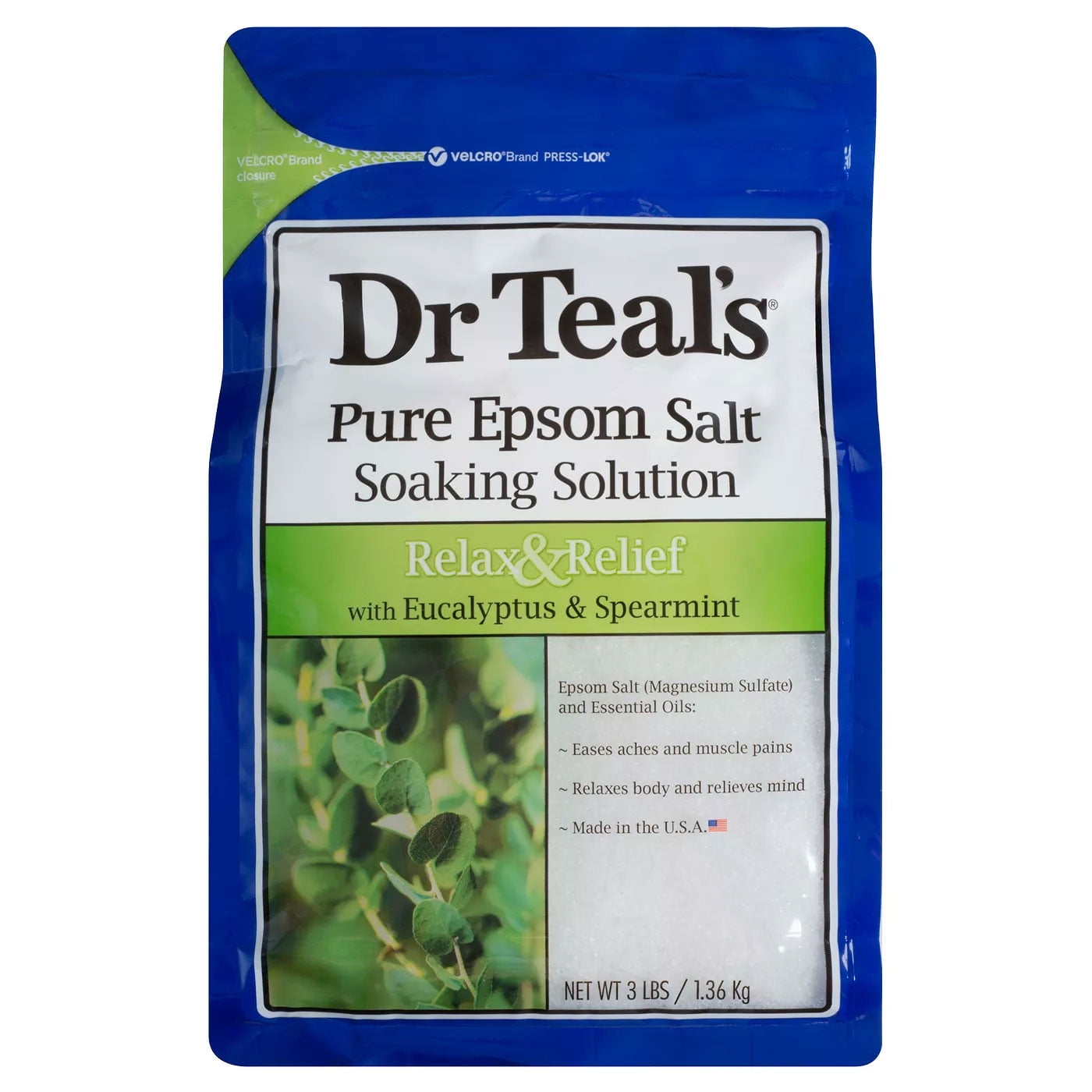 Dr Teals Epsom Salt Soaking Solution Relieve Eucalyptus, 3 LB