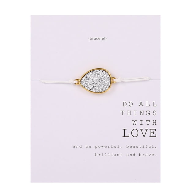 Fiudx Pulsera de Piedra Natural, Accesorio de Tarjeta de Papel Tejida, Joya Llamativa, Cadena Ajustable, Ideal para Bodas, Fiestas y Clubes, Estilo Elegante para Mujer, Regalo Único.