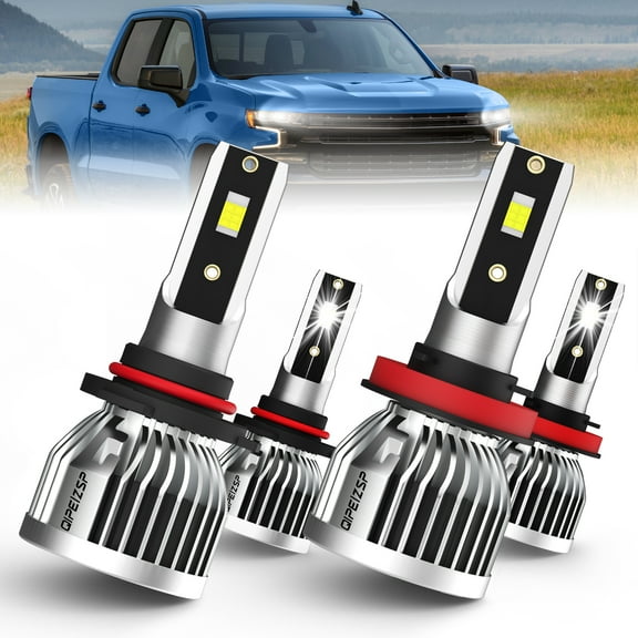 QIPEIZSP Compatible For Chevy Silverado 2007-2015 Led Headlights 9005 H11 Bulbs 4 Pack