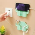 thumbnail image 2 of Farfi Cellphone Bracket Wall-mounted Punch Free Storing Plastic Cute Mobile Phone Stents with Charging Port Daily Use (Pink), 2 of 13