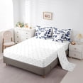 thumbnail image 5 of Manfei Modern Gaometry Aesthetic 7pcs Bedding Comforter Set,Pixel Geometric Queen Bedding Sets,Deepblue Gray White Queen Sheet Sets For Boys,Ultra Soft Home Decor Reversible, 5 of 8