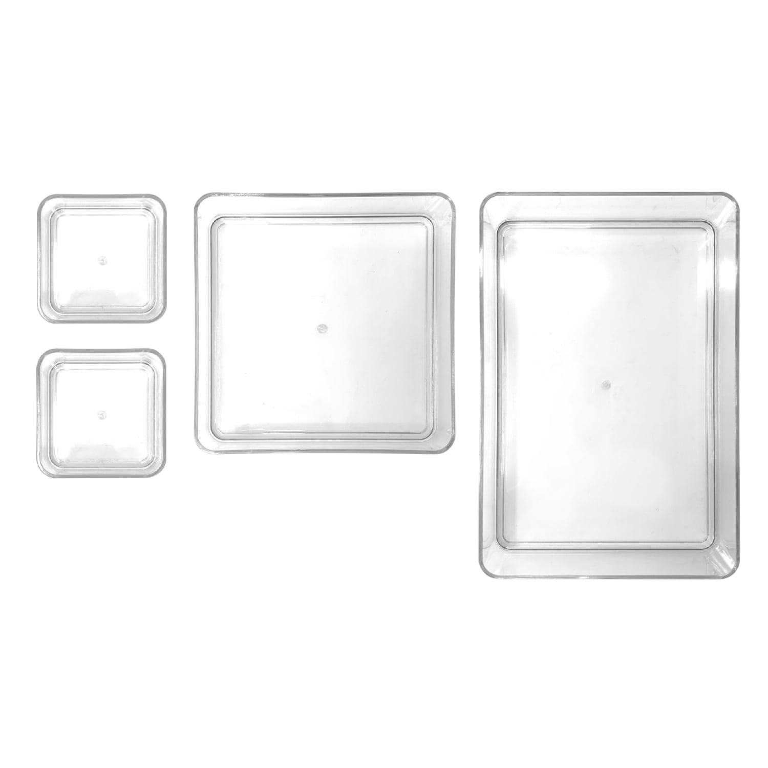 Isaac Jacobs Clear Stackable Drawer Organizer Set, 4-Piece – Multi-Size Plastic Storage Bins for Kitchen, Bathroom, Vanity, Office, and Home Organization