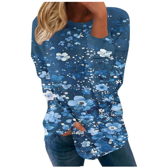 SHE IS My Items Fall Shirts Women Trendy and Cute Tops Flowy Tops for Women Long Sleeve Womens Long Sleeve Blouses Floral Basic Fitted Long Sleeve Tees for Women