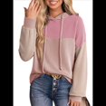 thumbnail image 2 of Sudadera con Capucha para Mujer, de Gran Tamaño, con Bloques de Color, Larga y Cordón Ajustable, Estilo Casual, Otoño 2025 Rosa L, 2 of 5