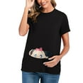 thumbnail image 2 of Leesechin Maternity Shirts Fashion Mom Solid Color Print Short Sleeve Pregnant Shirts Casual Clothe Top, 2 of 7