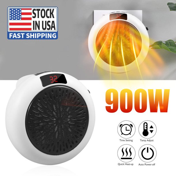 JahyShow 900W Plug in Electric Heater Fan Digital Thermostat Wall