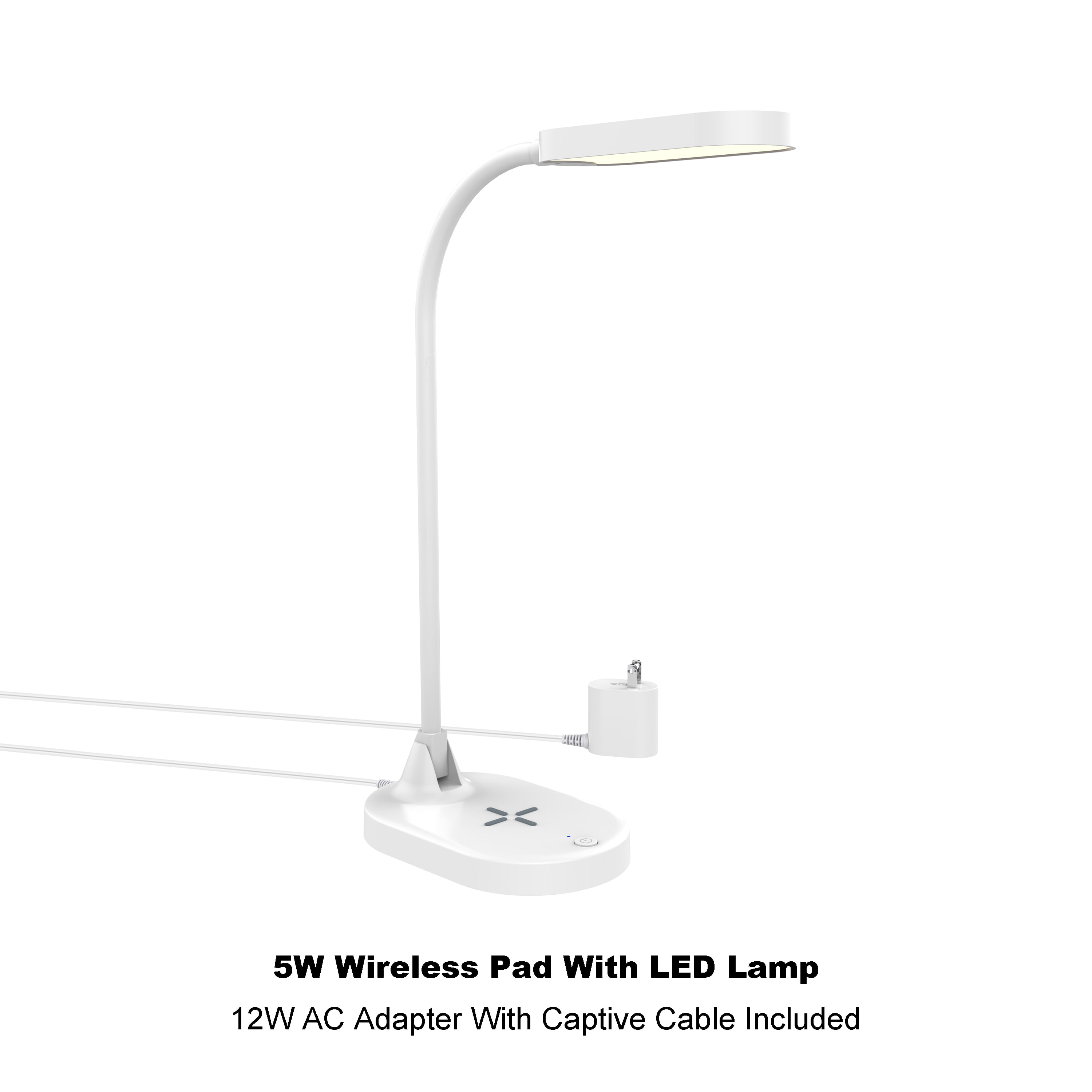 Onn. LED Wireless Charging Lamp, Size: Compact and Travel-Friendly, White