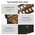 thumbnail image 3 of Uten 10-Slot Wooden Watch Box with Drawer, 2-Layer Display Case with Large Glass Top & Velvet Lining for Watches, Jewelry & Sunglasses, Black, 3 of 10