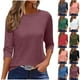 thumbnail image 1 of Camisas para mujer,Camiseta estampada para mujer, blusa de manga 3/4, cuello redondo, informal, de imitación de tela, ideal para el hogar y el uso diario, sopatenor, 1 of 9