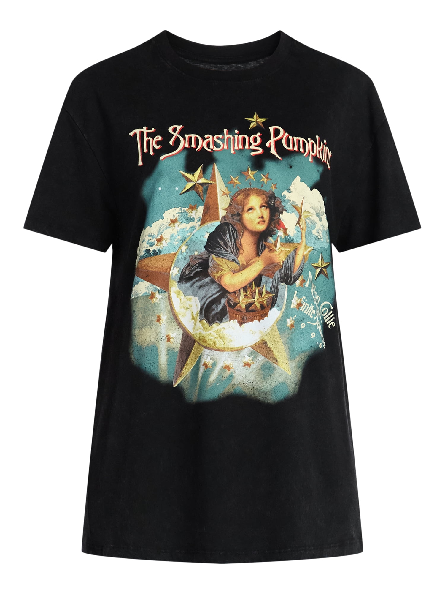 Smashing Pumpkins Women's Front Back Graphic Band Tee with Short Sleeves, Sizes XXS-XXL