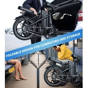 16 Folding Electric Bike for Adults – 630W Peak Motor, 20 MPH, 19–35 Miles Pedal Assist, Dual Suspension, Dual Disc Brakes, Removable Battery, LCD Display, Commuter Ebike
