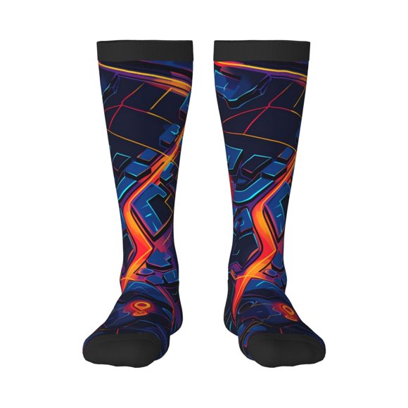 Gaeub Neon City Map Print Design Socks Stretchy High Tube Socks for Men Women Teens , Softball Soccer Socks for Hiking, Sport