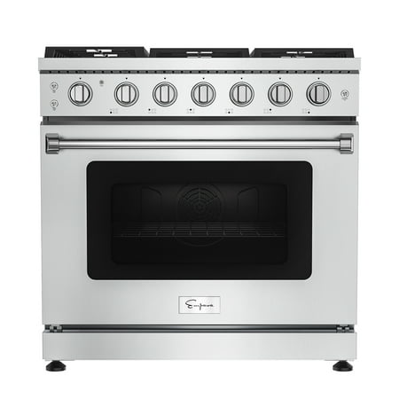 Empava 36-inch 6.0 cu. ft. Slide-In Single Oven Gas Range with 6 Sealed Ultra High-Low Burners - Heavy Duty Continuous Grates in Stainless Steel