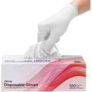 HTAIGUO 100 Pcs Nitrile Disposable Gloves, 4 mils, Latex Free, Soft, Gloves for Medical, Food Prep, Cleaning - White