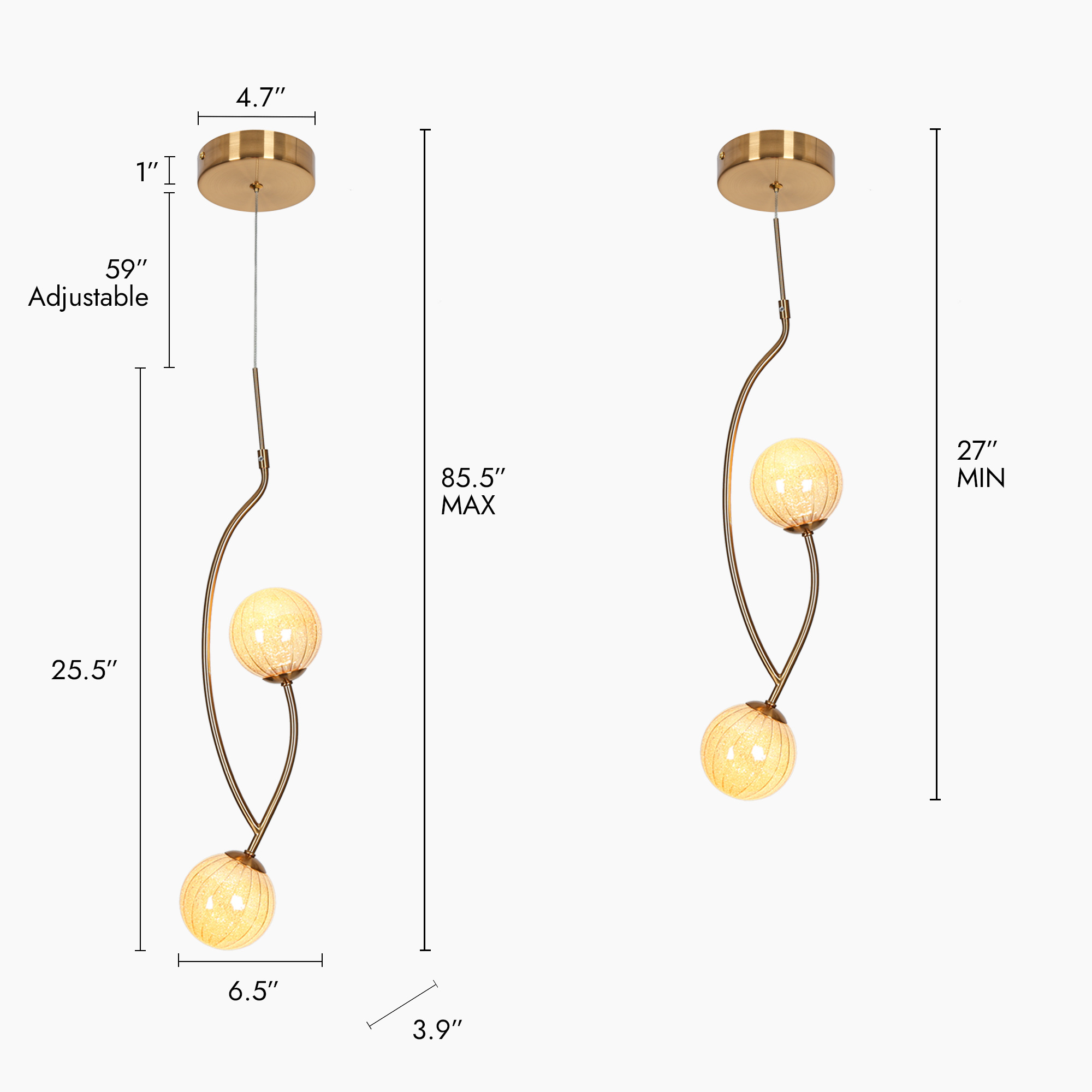 Modern 2-Light LED Island Pendant Lights for Kitchen Island - Gold