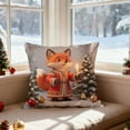 thumbnail image 4 of OAVQHLG3B Christmas Throw Pillow Covers 17.7x17.7 Inch, Festive Cushion Covers with Santa, Reindeer, Bunny, and Holiday Ornaments, Soft Short Plush Pillow Covers for Sofa, Couch or Bed, 4 of 6