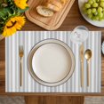 thumbnail image 4 of Gray Stripes Placemats Set of 8, Vintage Minimalist Lines Texture Placemats for Dining Table, Place Mats for Kitchen Tabletop, Waterproof Wipeable Dining Table Mats Set, 4 of 9