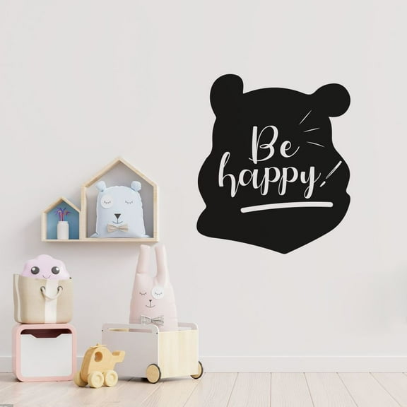 Be Happy Quote Cute Winnie The pooh Face Silhoutte Cute Winnie Vinyl Wall Sticker Wall Decal Wall Art Décor Home Room Kids Room Boys Girls Room Pooh Lover Living Room Decoration Size (30x22 inch)