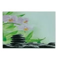 thumbnail image 3 of Spa Cutting Board, Basalt Stones and Orchid with Dew Peaceful Nature Theraphy Massage, Decorative Tempered Glass Cutting and Serving Board, Small Size, Black Pink Green, by Ambesonne, 3 of 5