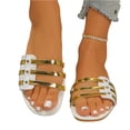 thumbnail image 3 of Willtoo Women's Wide Width Flat Slides Sandals Cut Out Dressy PU Leather Slip on Flats Trendy Summer Casual Shoes, 3 of 6