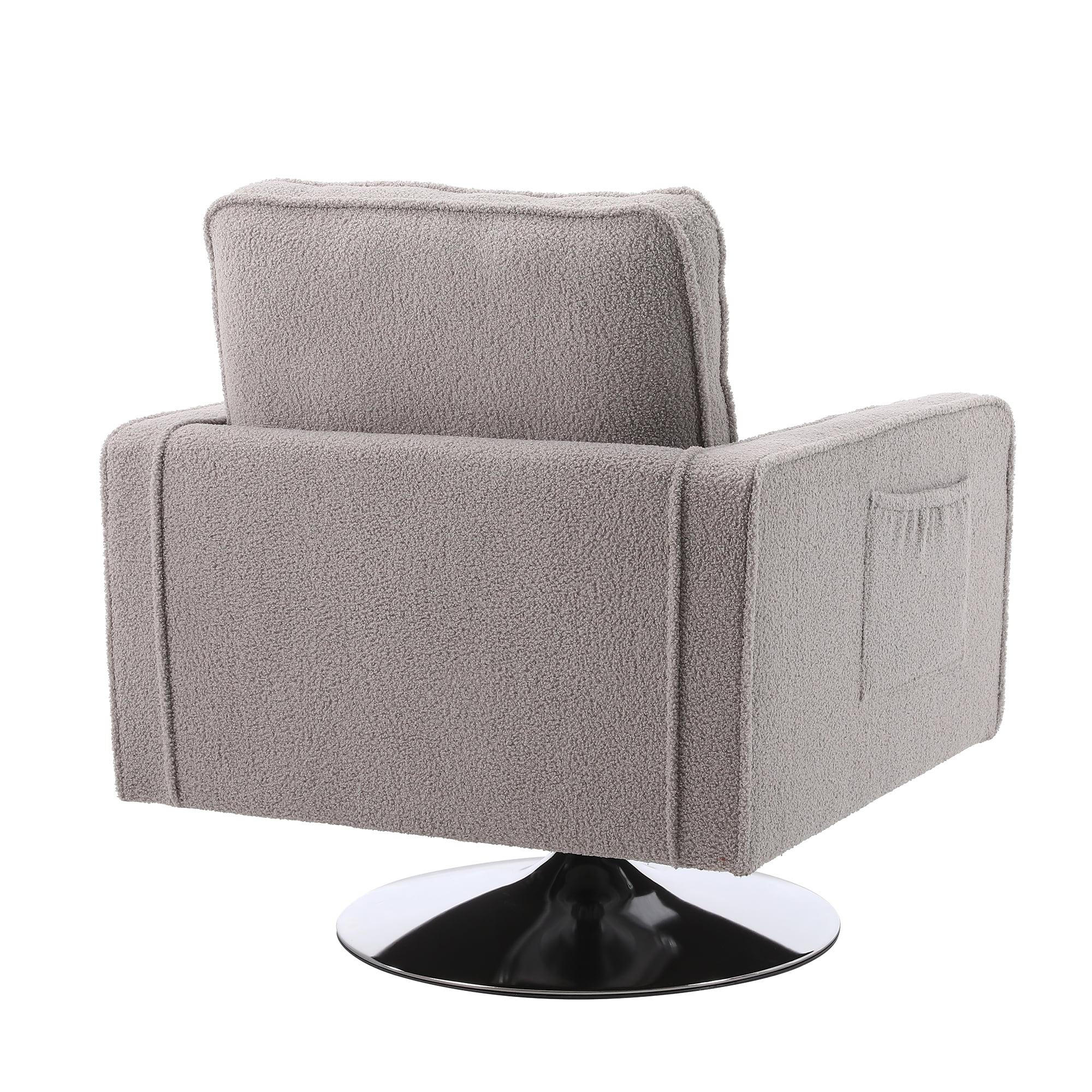 Kadyn Modern Teddy Fabric Swivel Accent Chair with 360 Degree Swiveling for Living Room, Grey