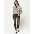 thumbnail image 4 of RVCA Women's Severin Stripe Henley Crop Long Sleeve Tee T-Shirt Top (X-Small, Black/Brown/White), 4 of 5