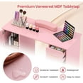 thumbnail image 5 of LDAILY Moccha Nail Desk, Manicure Table w/ 3 Drawers & 2 Storage cabinets, Wrist Rest, 8 Metal Legs, Acetone Resistant Nail Desk for Nail Tech, Nail Table Station for Salon Beauty, Home (Pink), 5 of 9