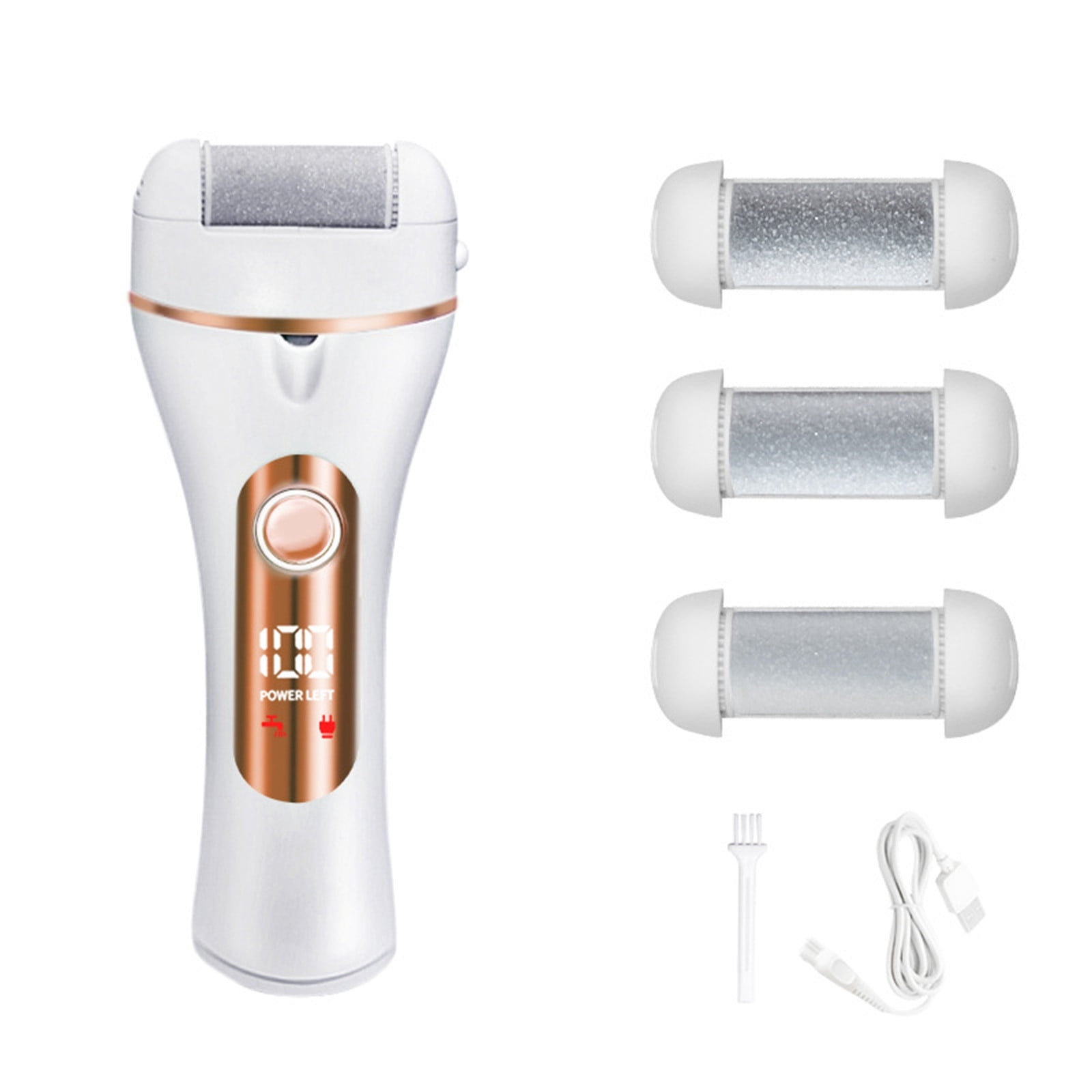 Remover For Feet Rechargeable Cordless Pedicure With Multiple Roller Heads