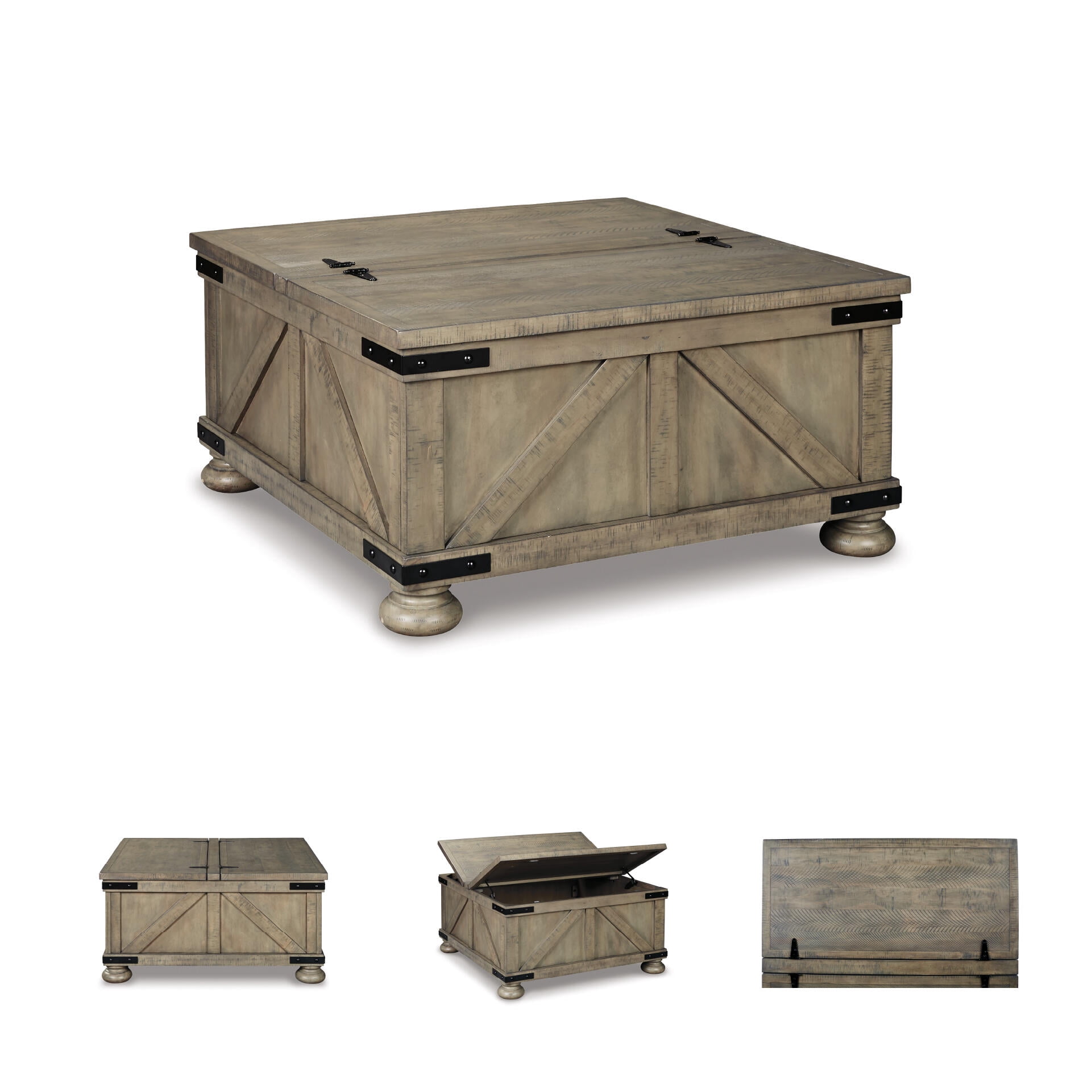 Signature Design by Ashley Casual Aldwin Coffee Table With Storage  Gray