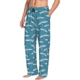 thumbnail image 3 of Mens Pajama Pants - Soft Sleep & Lounge Pants for Men, Dragonfly Print Green Cuteness Casual PJ Bottoms Pants with Pockets, 3 of 5