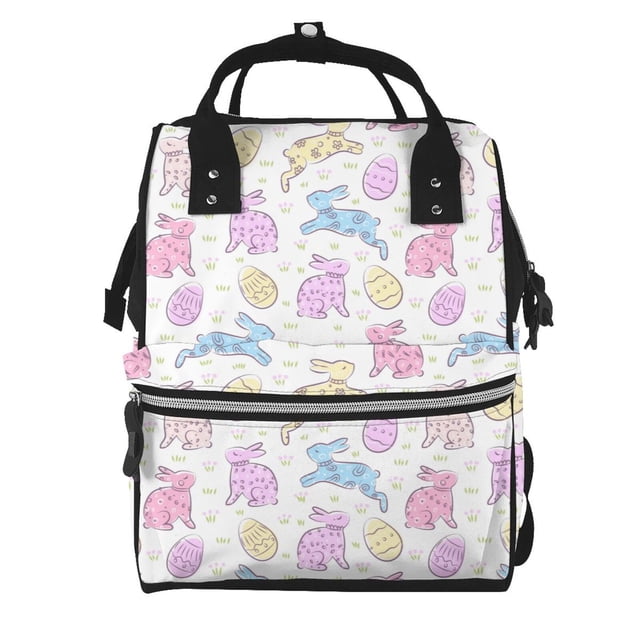 Easygdp Easter Colorful Rabbit para Bolsa de Bebé de Gran Capacidad con Múltiples Bolsillos, Bolsa de Pañales para Padres, Bolsa de Viaje Organizada y Elegante