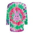 thumbnail image 5 of Liquidation d'Été Staron Hauts de Femmes de Pâques Manches 3/4 Col Rond T-Shirts Basiques T-Shirts Décontractés Blouses Graphiques Fluides T-Shirts Amples, 5 of 5