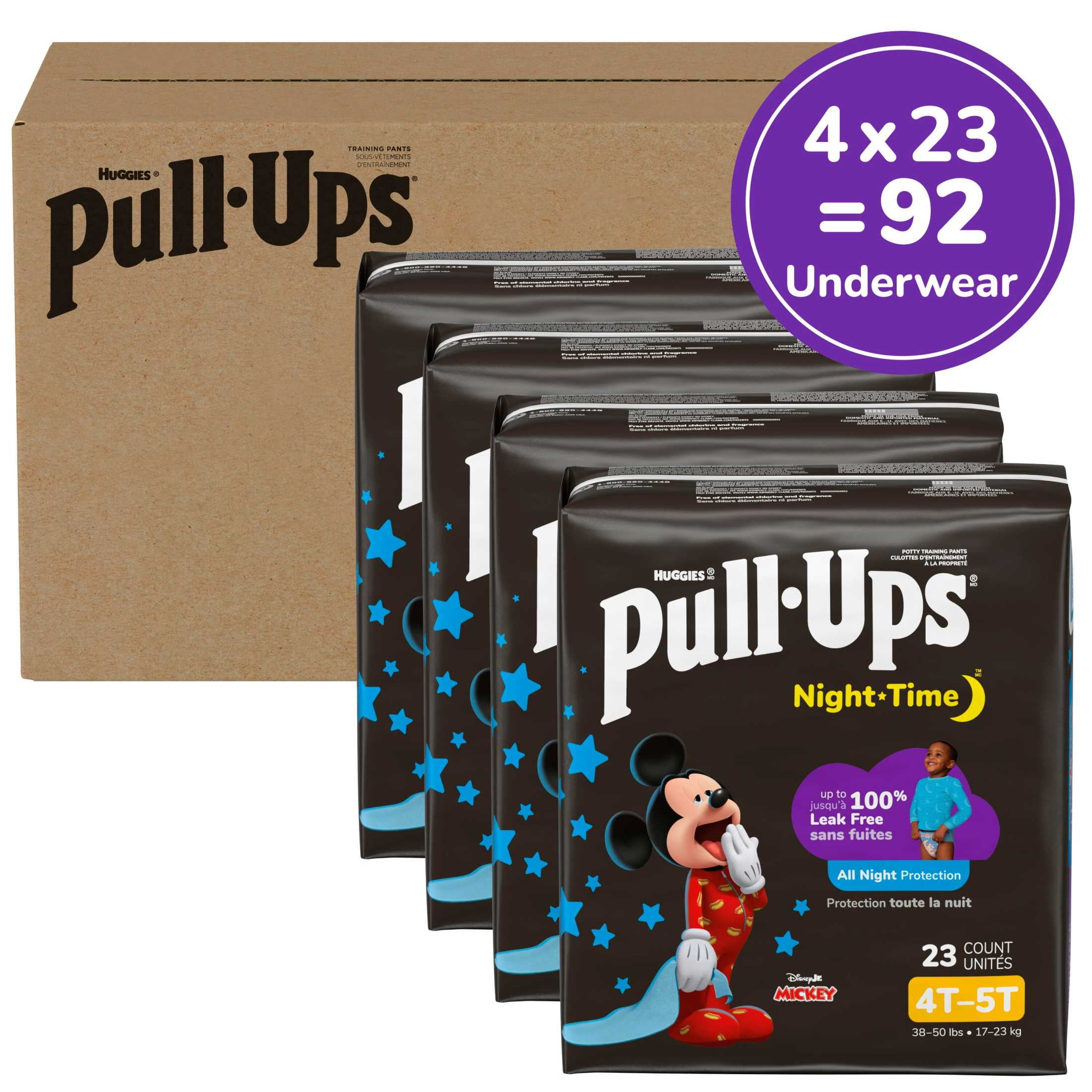 Pull-Ups Boys' Night-Time Potty Training Pants, 4T-5T (38-50 lbs), 92 Count (Select for More)