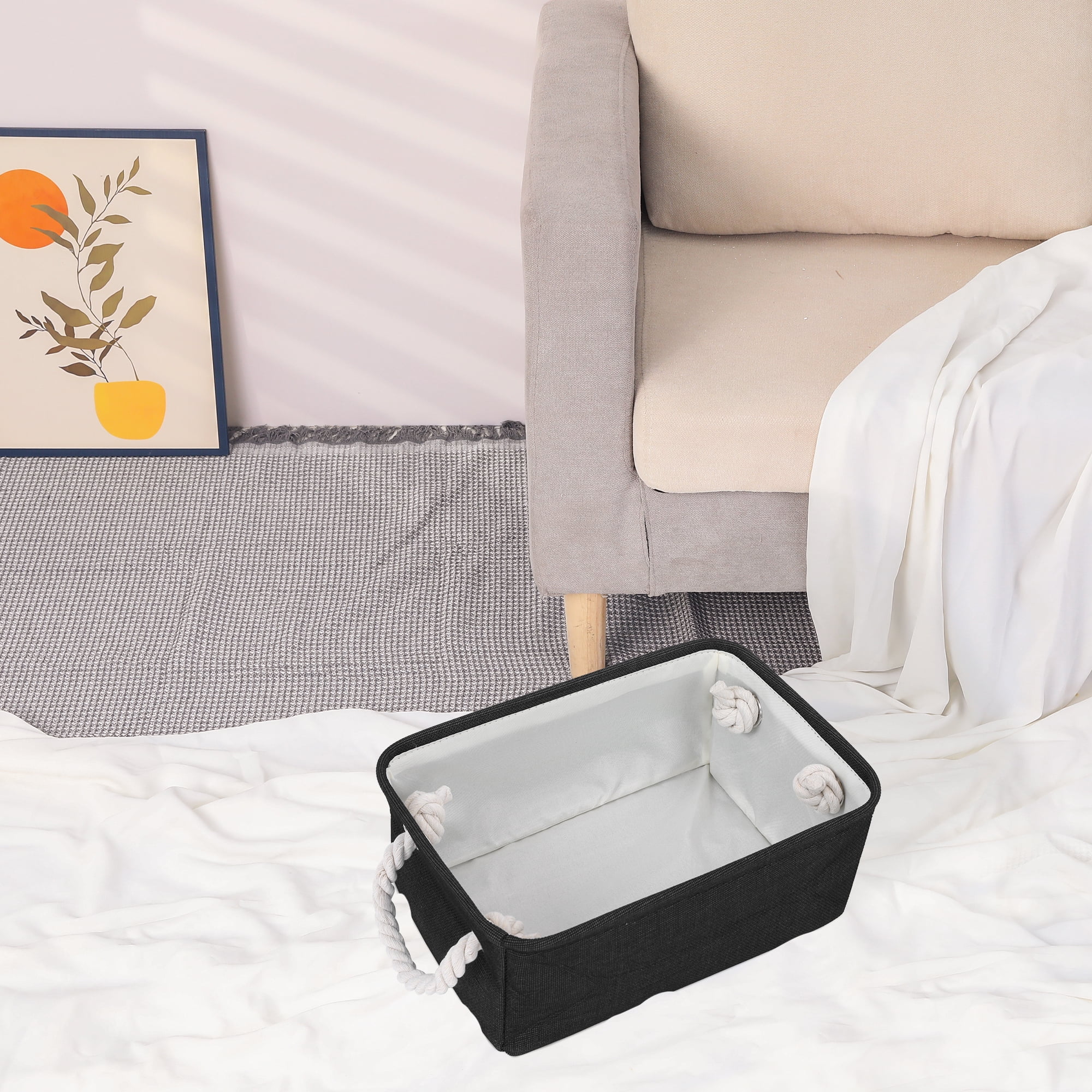Unique Bargains Storage Bin with Handles for Closet Organizers Black 12.2"x8.3"x5.1"