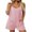 Pink, variant on Cuteduck Womens Summer Striped Romper with Adjustable Tie Straps and Pockets S-XL