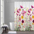 thumbnail image 5 of Spring Flower Shower Curtain for Bathroom, Pink Beauty Watercolor Hand-painted Modernism Waterproof Cloth Fabric Bathroom Accessories Set with 12 Rust Proof Plastic Hooks, 72"x84", 5 of 9