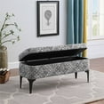 thumbnail image 3 of HomePop 17.5" Large Tribal Pattern Modern Fabric Storage Bench in Gray, 3 of 12
