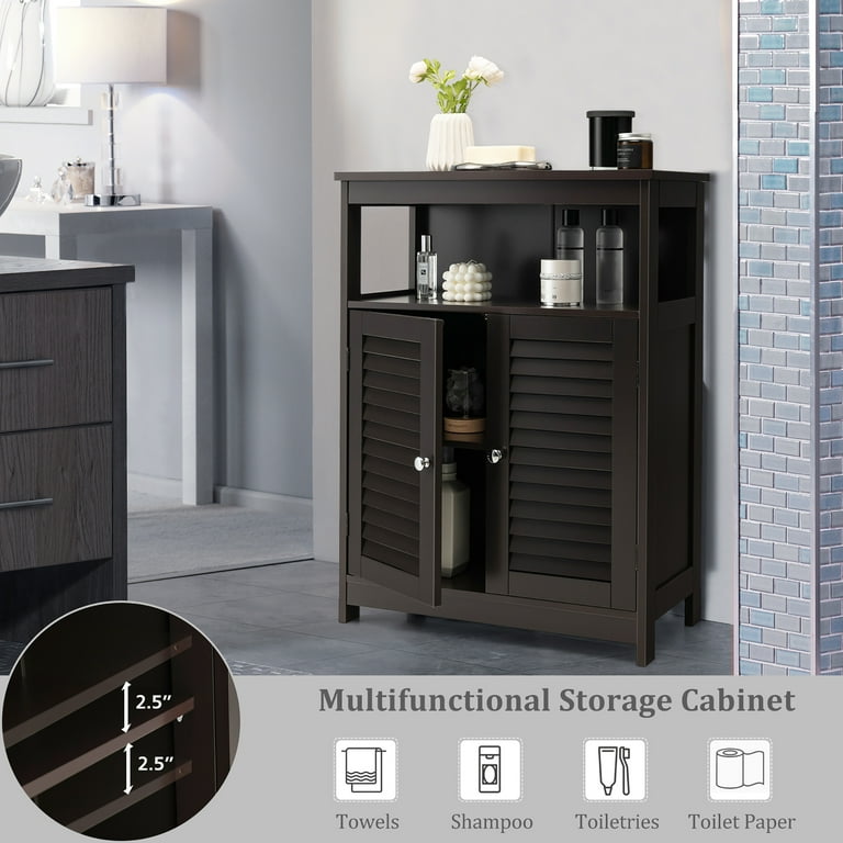  COSTWAY Bathroom Storage Cabinet, Wooden Freestanding