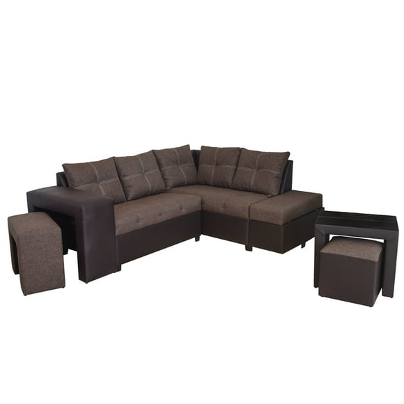 SALA ESQUINERA AIROS SOFIA 5 PIEZAS MODERNA IDEAL ESPACIOS PEQUEÑOS